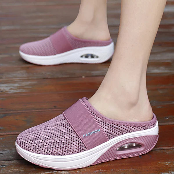 Dames Slip-on Slippers met Gestructureerde Zool en Brede Bandage