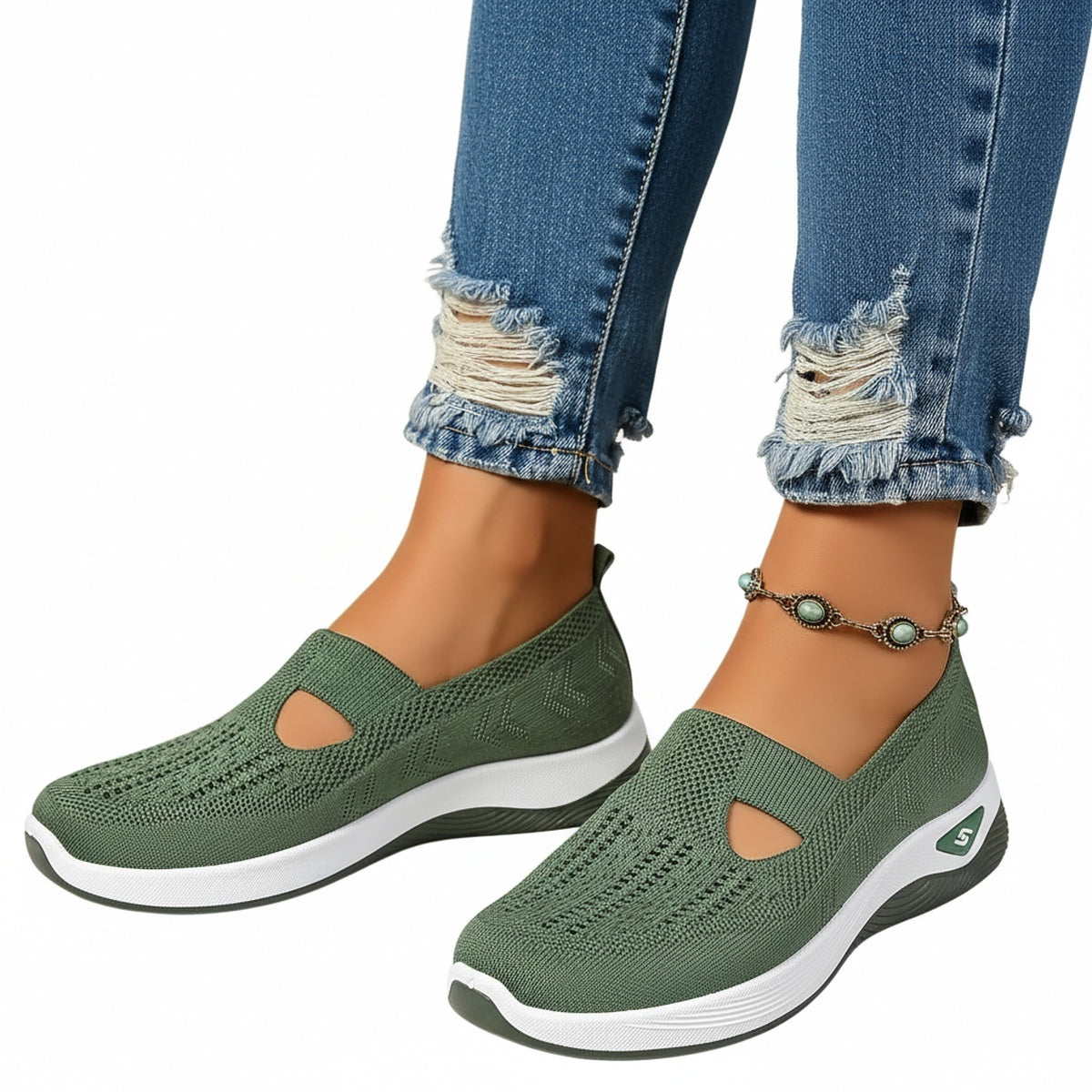 Dames Slip-on Sneakers met Uitneembaar Voetbed en Sleehak