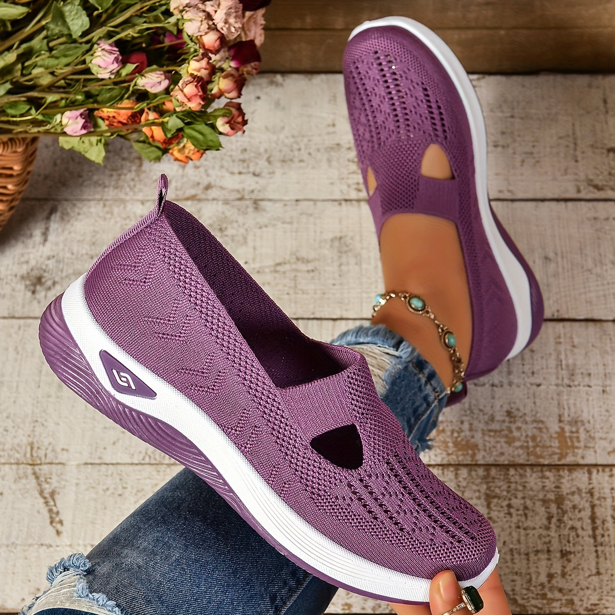 Dames Slip-on Sneakers met Uitneembaar Voetbed en Sleehak ##POS:10##