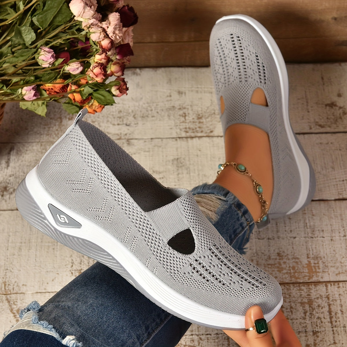 Dames Slip-on Sneakers met Uitneembaar Voetbed en Sleehak