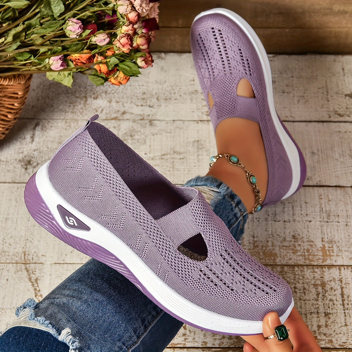 Dames Slip-on Sneakers met Uitneembaar Voetbed en Sleehak
