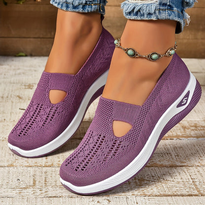 Dames Slip-on Sneakers met Uitneembaar Voetbed en Sleehak Lila