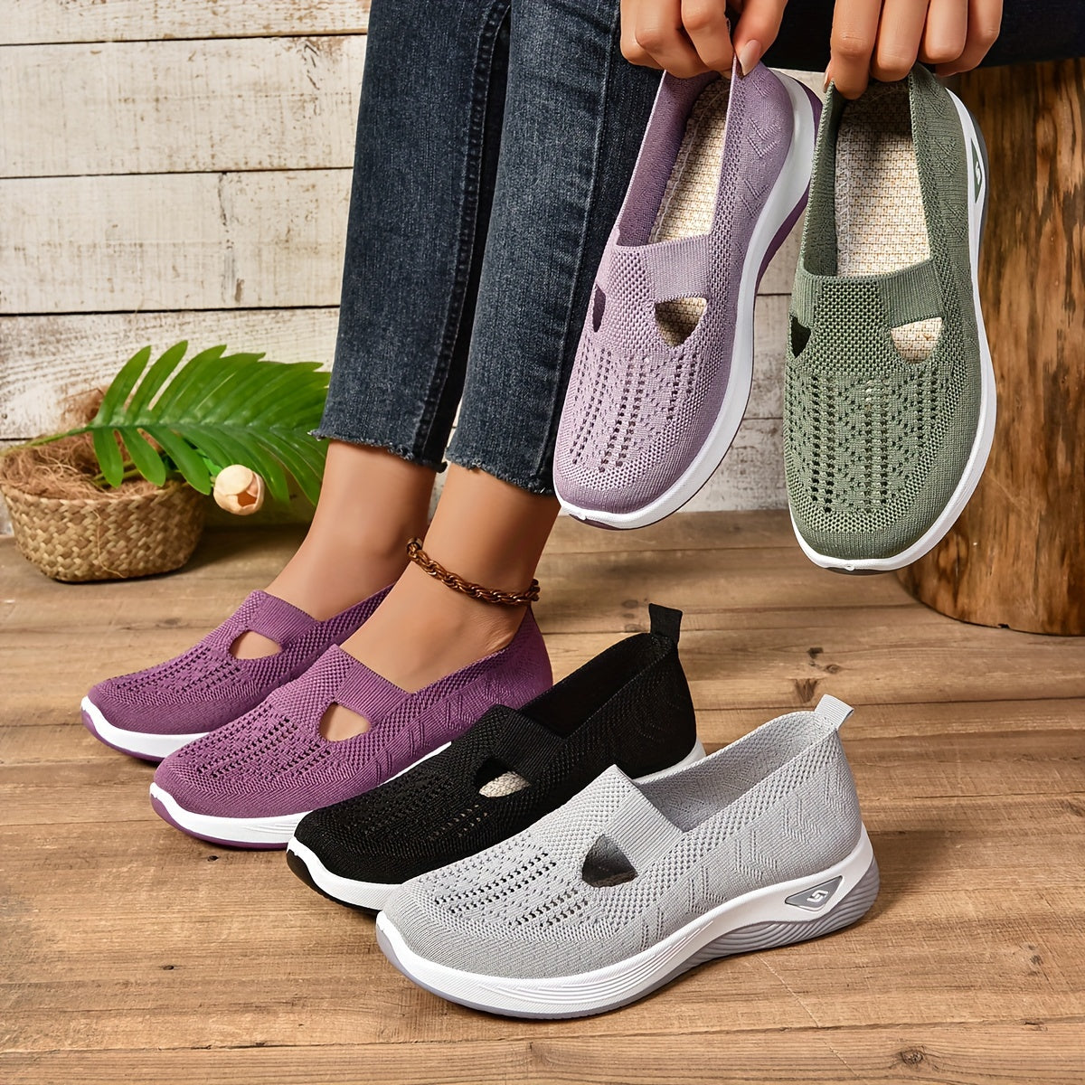 Dames Slip-on Sneakers met Uitneembaar Voetbed en Sleehak