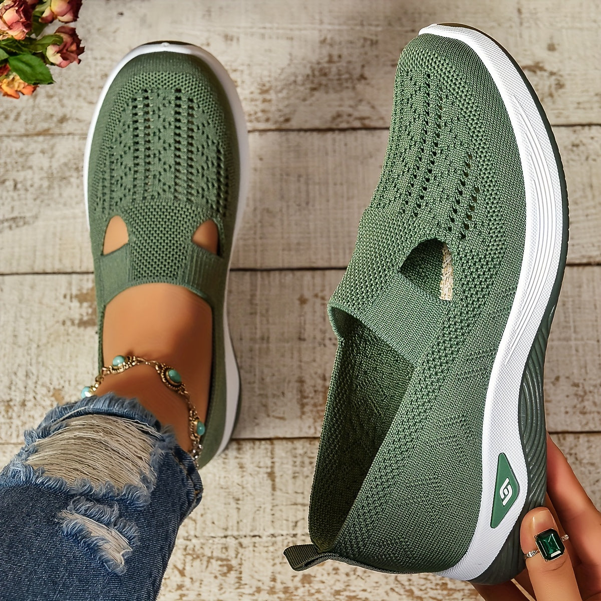 Dames Slip-on Sneakers met Uitneembaar Voetbed en Sleehak ##POS:8##