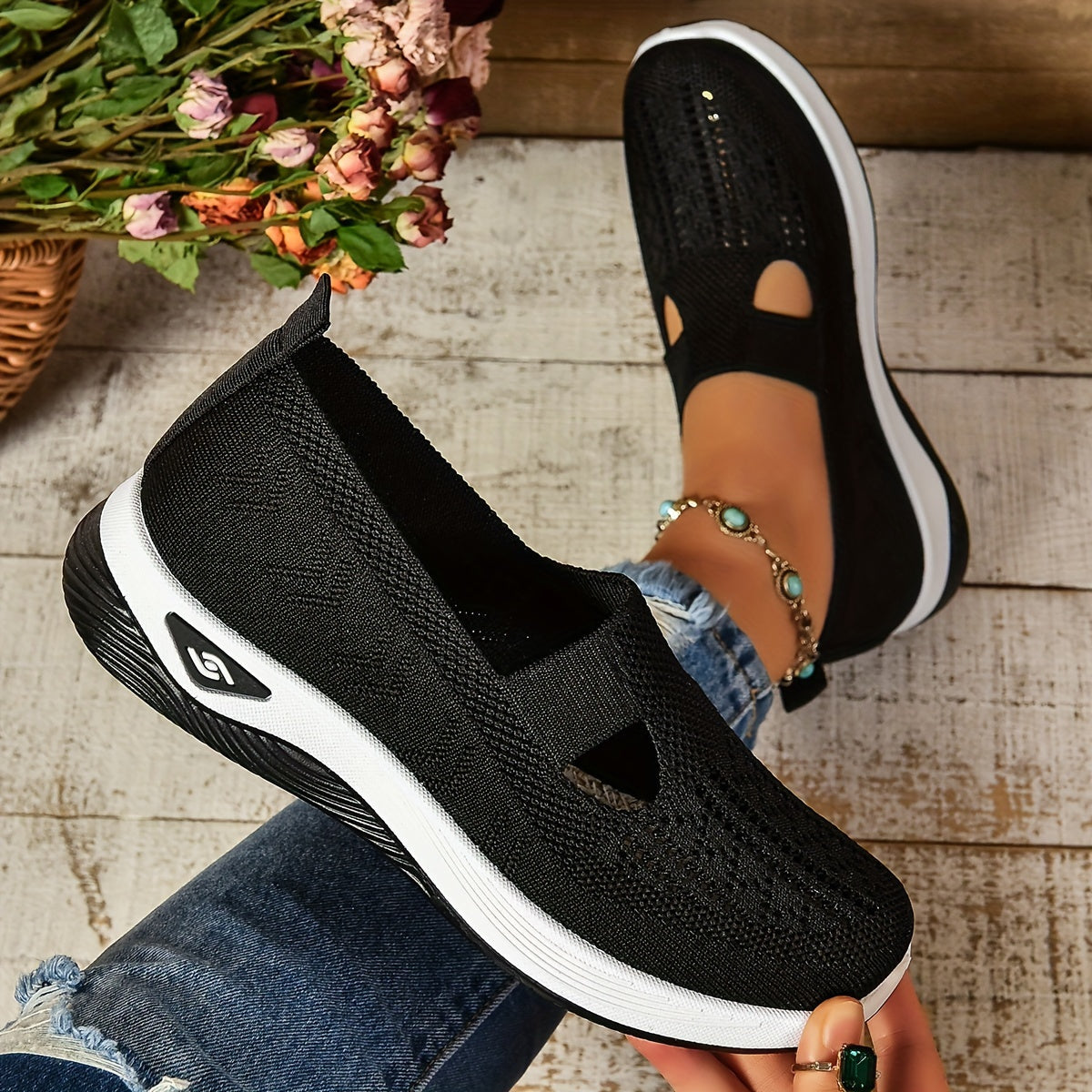 Dames Slip-on Sneakers met Uitneembaar Voetbed en Sleehak