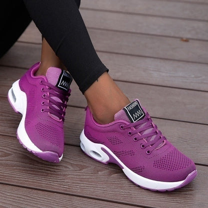Dames Sneakers met Luchtkussen Zool en Vetersluiting Paars