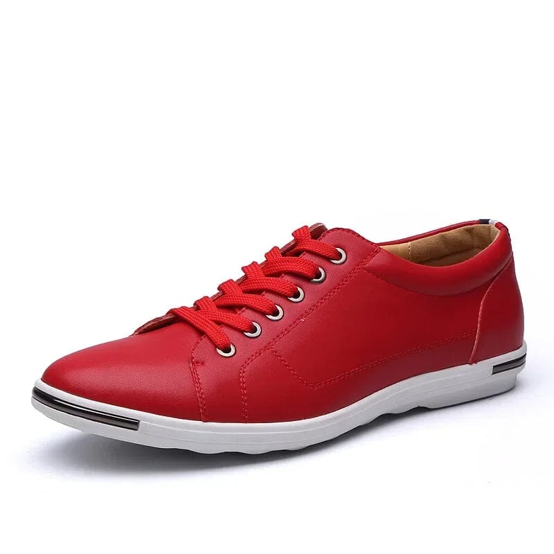 Dames Sneakers met Strakke Neus en Metalen Zooldetail Rood