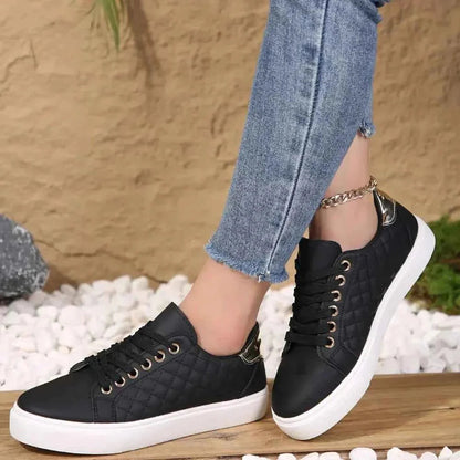 Dames Sneakers met Veters en Gewatteerd Patroon