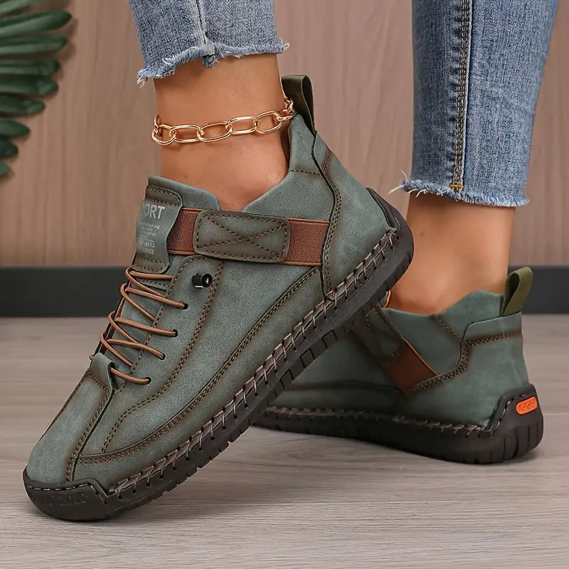 Dames Sneakers met Vetersluiting en Klittenbandsluiting