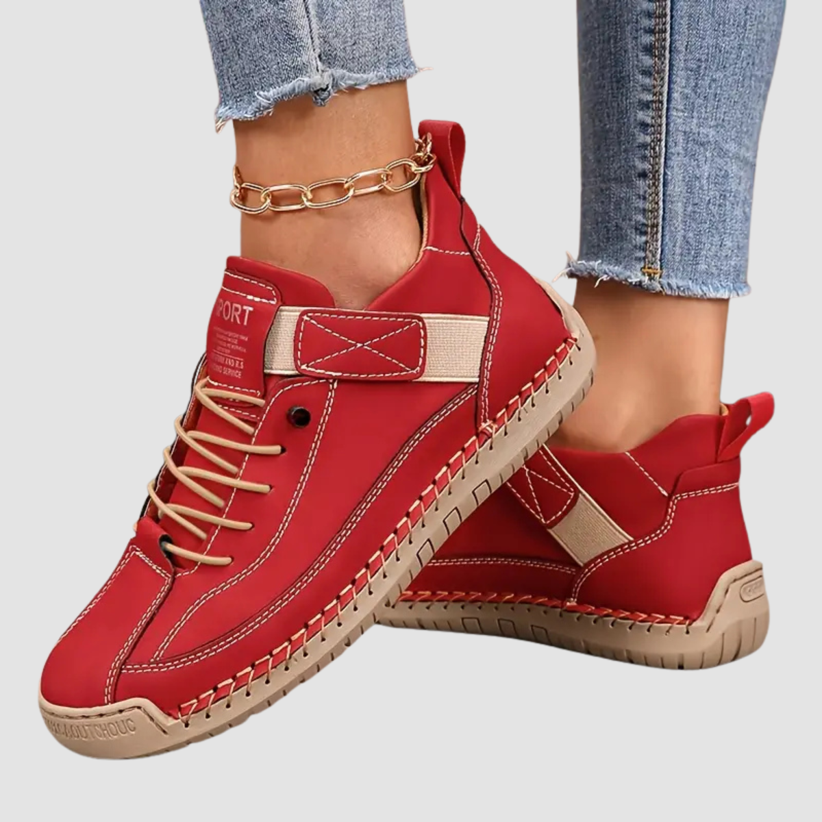 Dames Sneakers met Vetersluiting en Klittenbandsluiting
