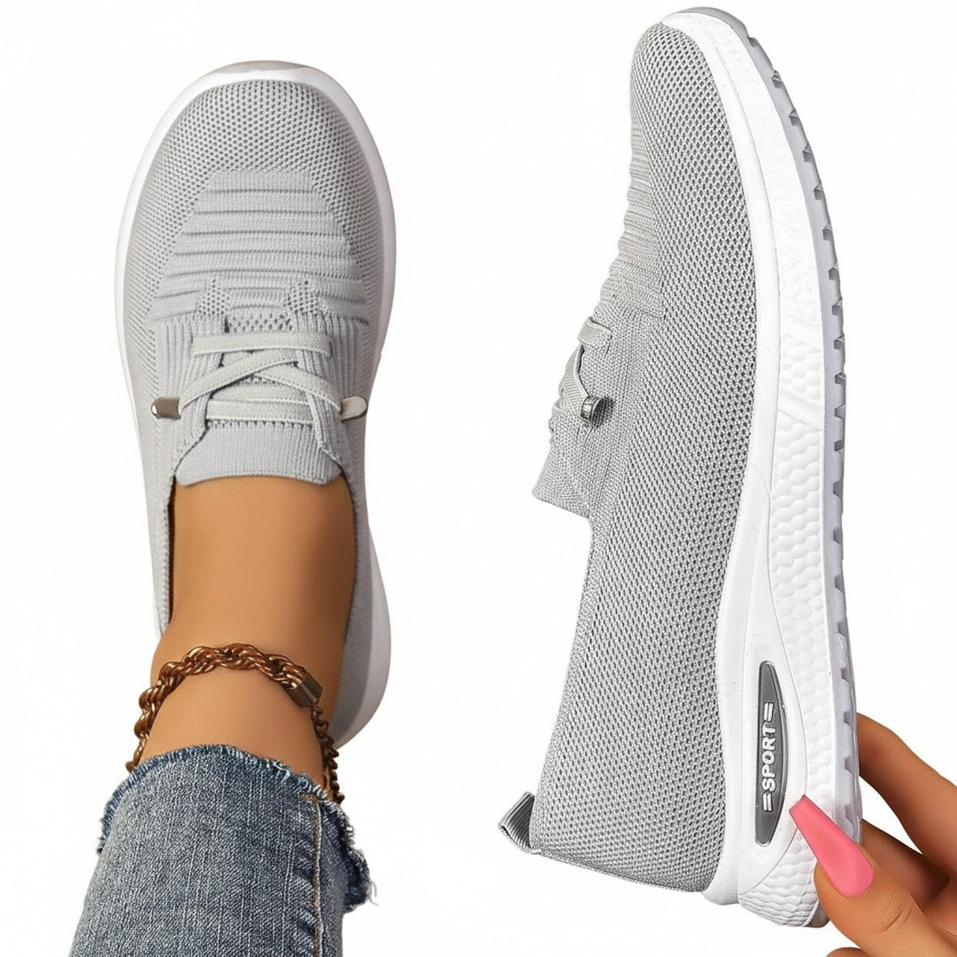 Dames Sneakers met Vetersluiting en Lichtgewicht Zool