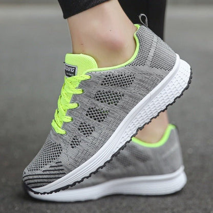 Dames Sneakers met Vetersluiting en Ronde Neus