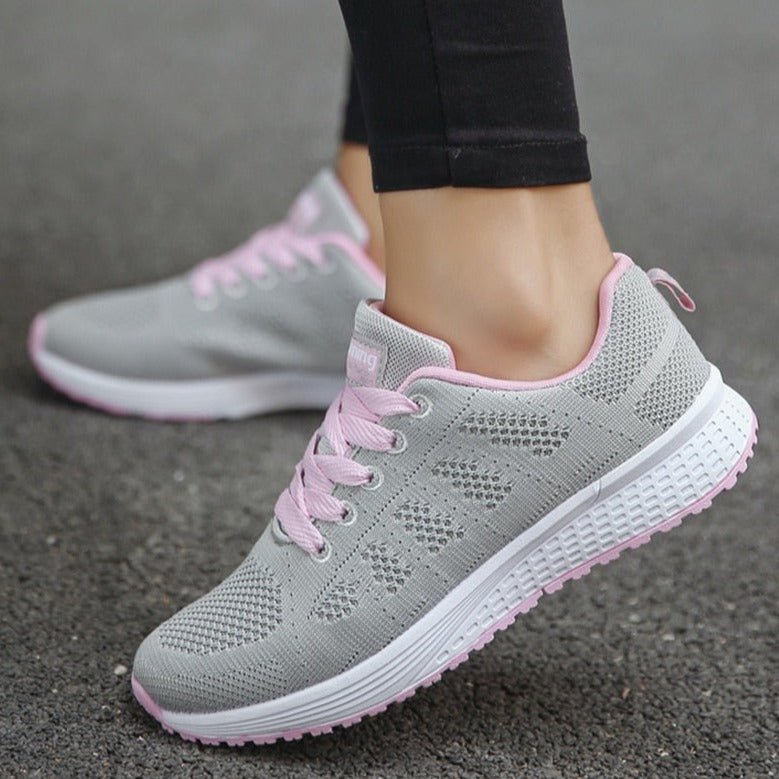 Dames Sneakers met Vetersluiting en Ronde Neus