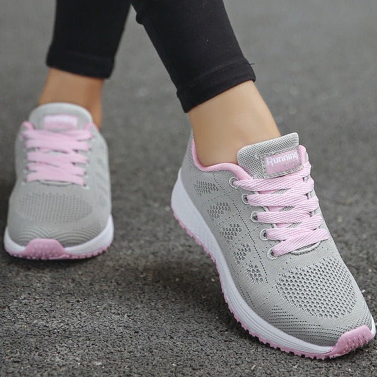 Dames Sneakers met Vetersluiting en Ronde Neus