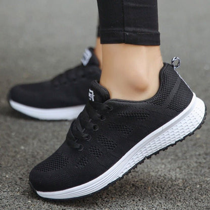 Dames Sneakers met Vetersluiting en Ronde Neus
