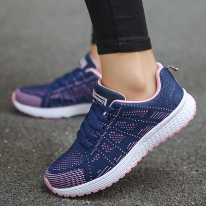 Dames Sneakers met Vetersluiting en Ronde Neus