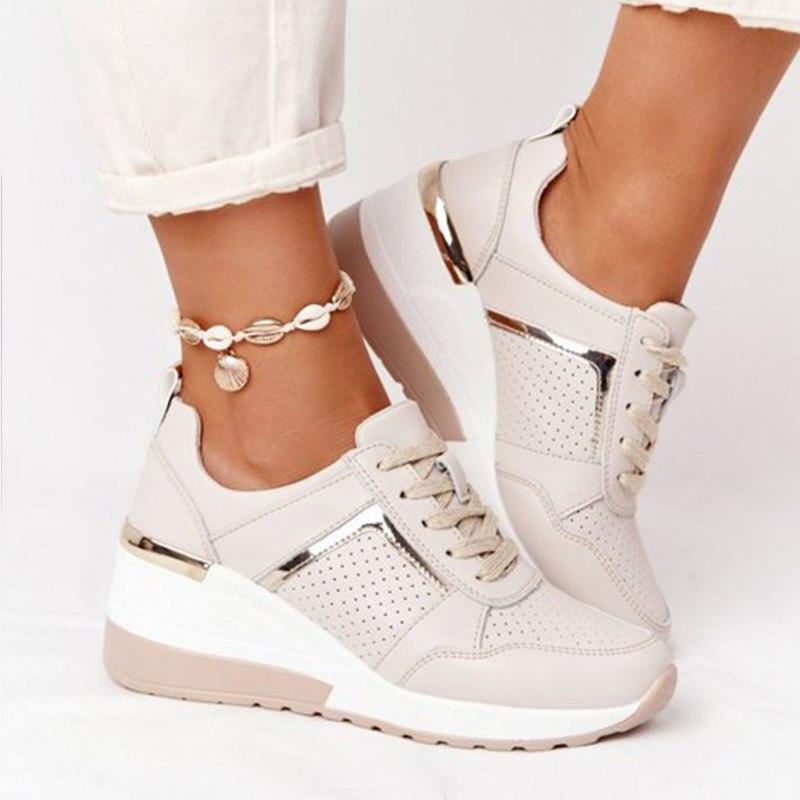 Dames Sneakers met Wedge Zool en Vetersluiting
