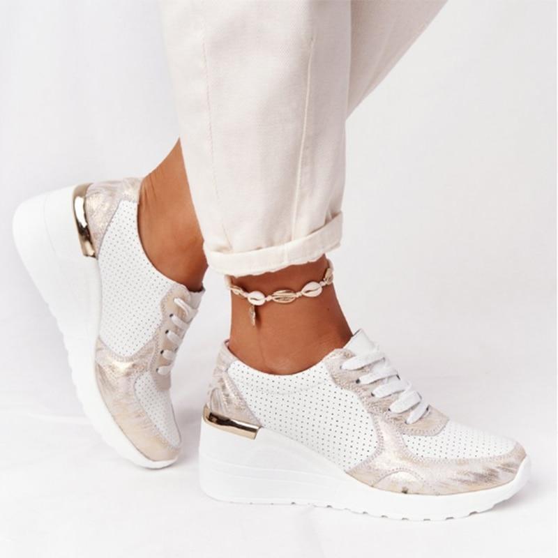 Dames Sneakers met Wedge Zool en Vetersluiting