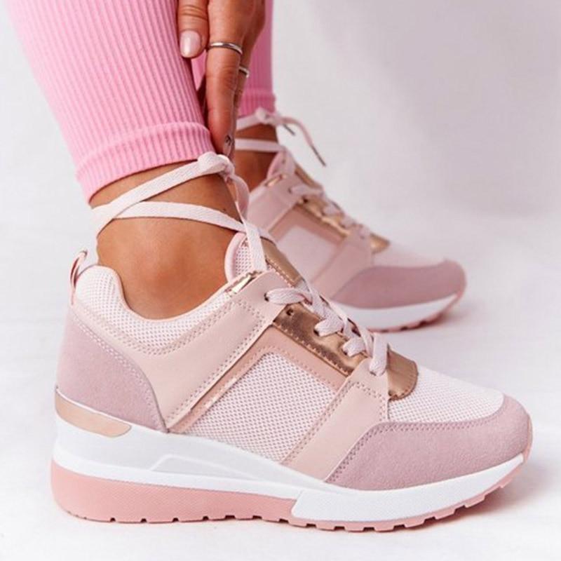 Dames Sneakers met Wedge Zool en Vetersluiting