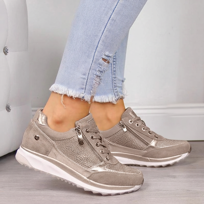Dames Sneakers met Wigzool, Strass en Zijrits Beige