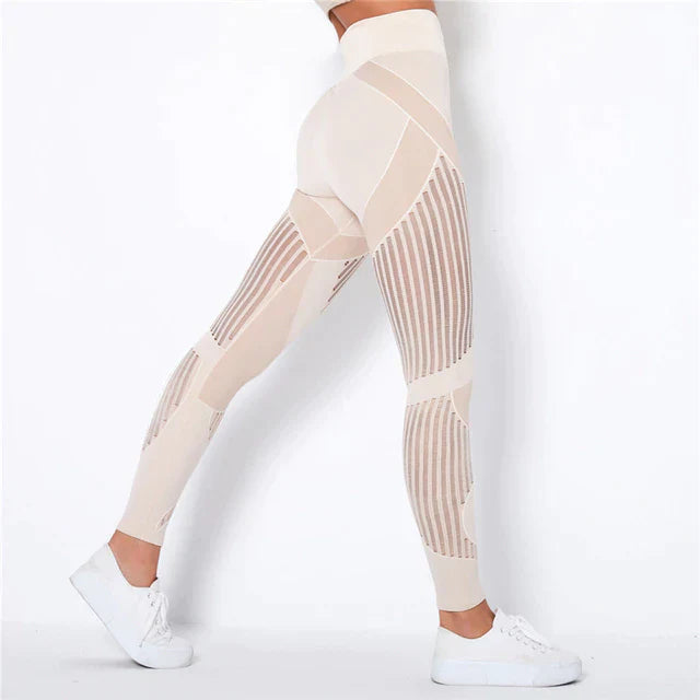 Dames Sport Leggings High Waist met Ventilatiezones en Sculpting Pasvorm Wit