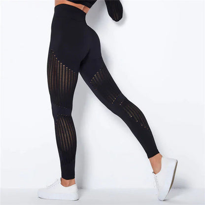 Dames Sport Leggings High Waist met Ventilatiezones en Sculpting Pasvorm Zwart