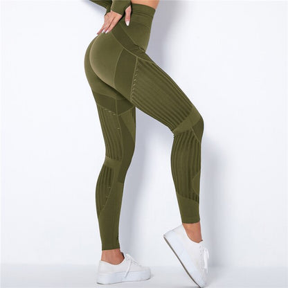 Dames Sport Leggings High Waist met Ventilatiezones en Sculpting Pasvorm Groen