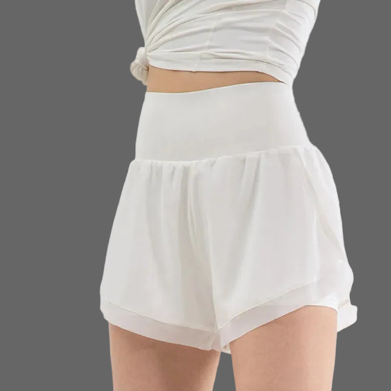 Dames Sportshorts met Hoge Taille en Ingebouwde Binnenlaag