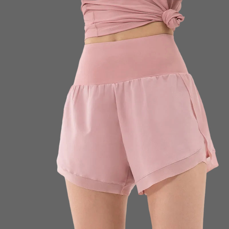 Dames Sportshorts met Hoge Taille en Ingebouwde Binnenlaag