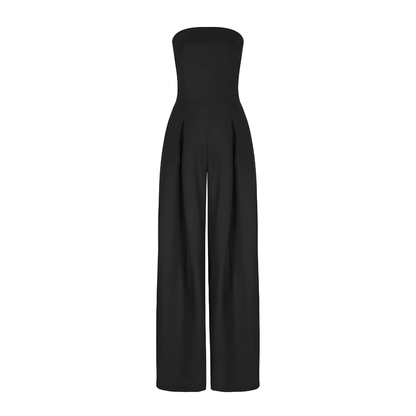 Dames Strapless Jumpsuit met Wijde Broek en Hoge Taille