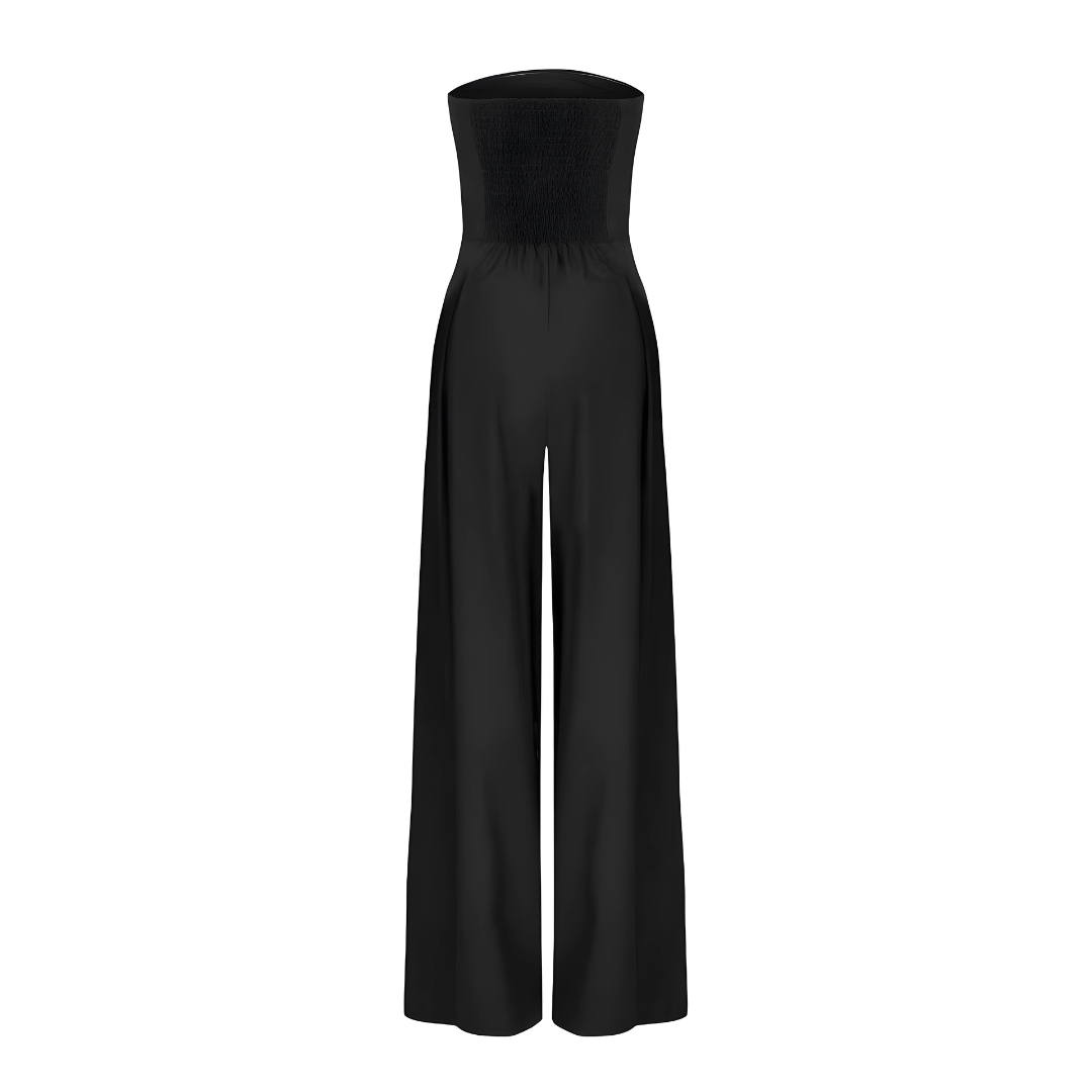 Dames Strapless Jumpsuit met Wijde Broek en Hoge Taille
