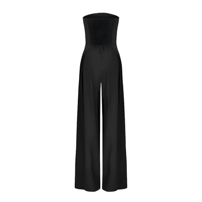 Dames Strapless Jumpsuit met Wijde Broek en Hoge Taille