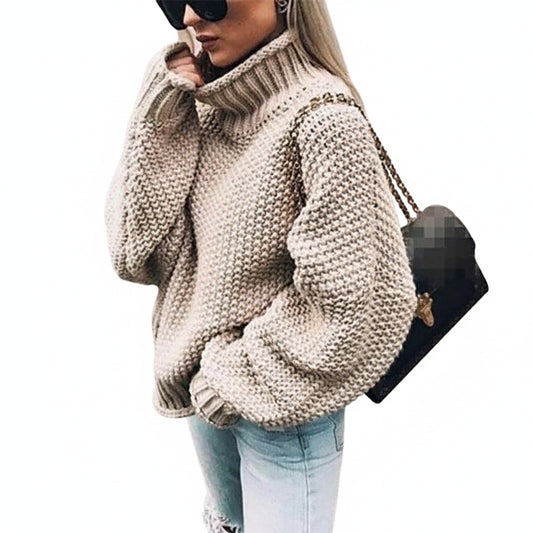 Dames Sweater Lange Mouw met Coltrui en Structuurpatroon