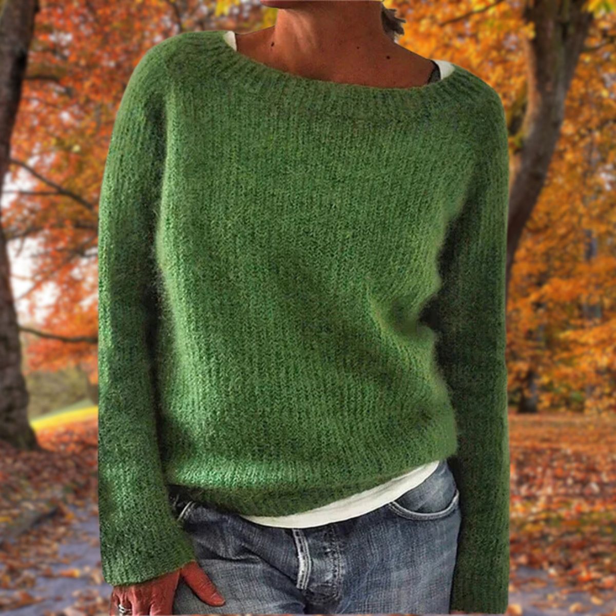 Dames Sweater Lange Mouw met Ronde Hals Groen