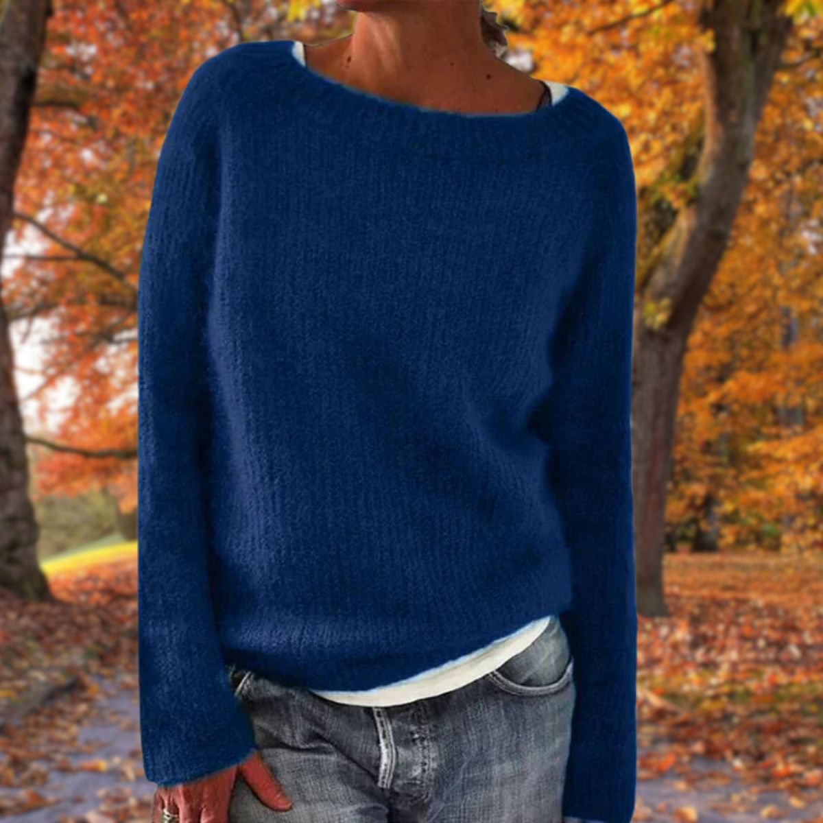 Dames Sweater Lange Mouw met Ronde Hals Blauw