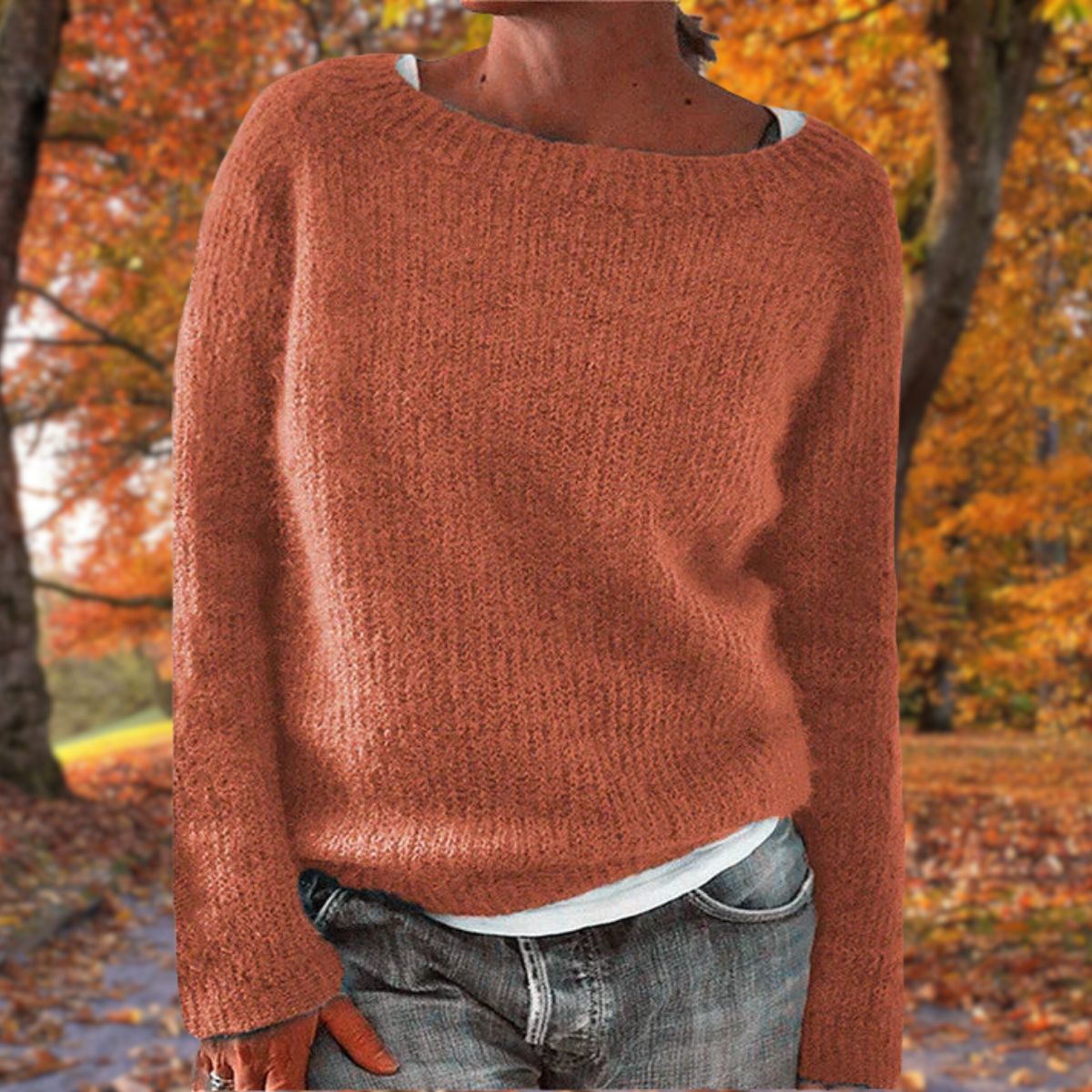 Dames Sweater Lange Mouw met Ronde Hals Oranje