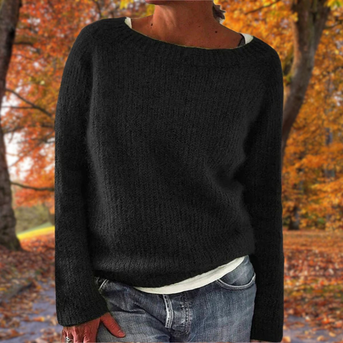 Dames Sweater Lange Mouw met Ronde Hals Zwart