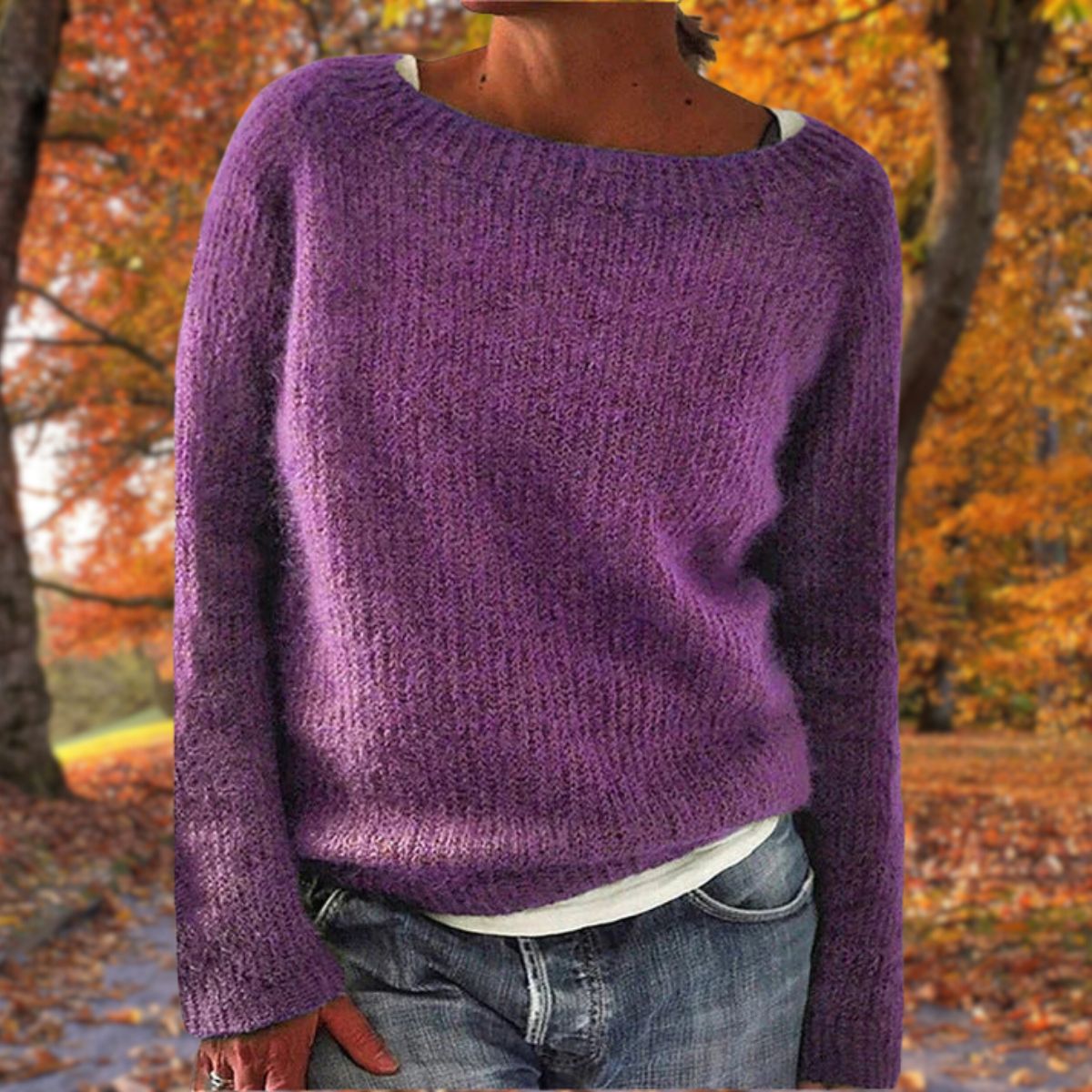Dames Sweater Lange Mouw met Ronde Hals Lila