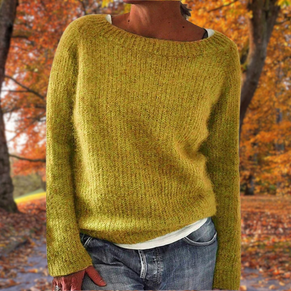 Dames Sweater Lange Mouw met Ronde Hals Geel