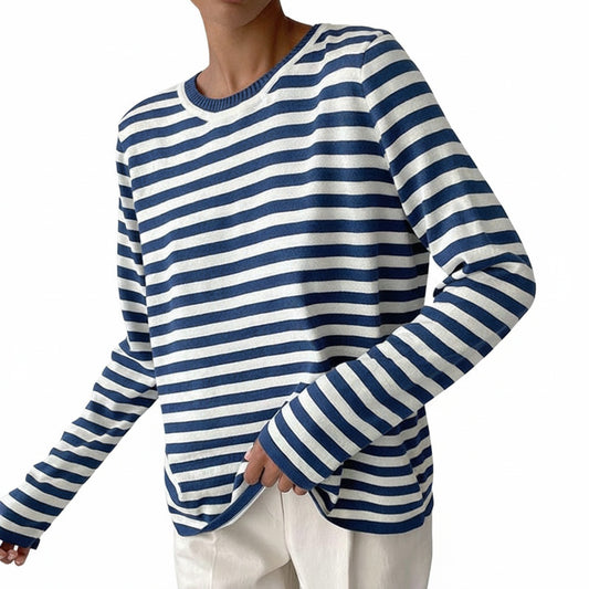 Dames Sweater Lange Mouw met Ronde Hals en Strepen