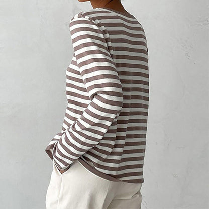 Dames Sweater Lange Mouw met Ronde Hals en Strepen