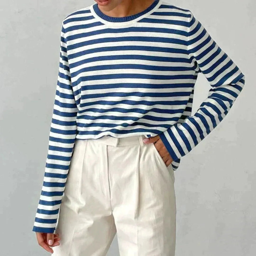 Dames Sweater Lange Mouw met Ronde Hals en Strepen