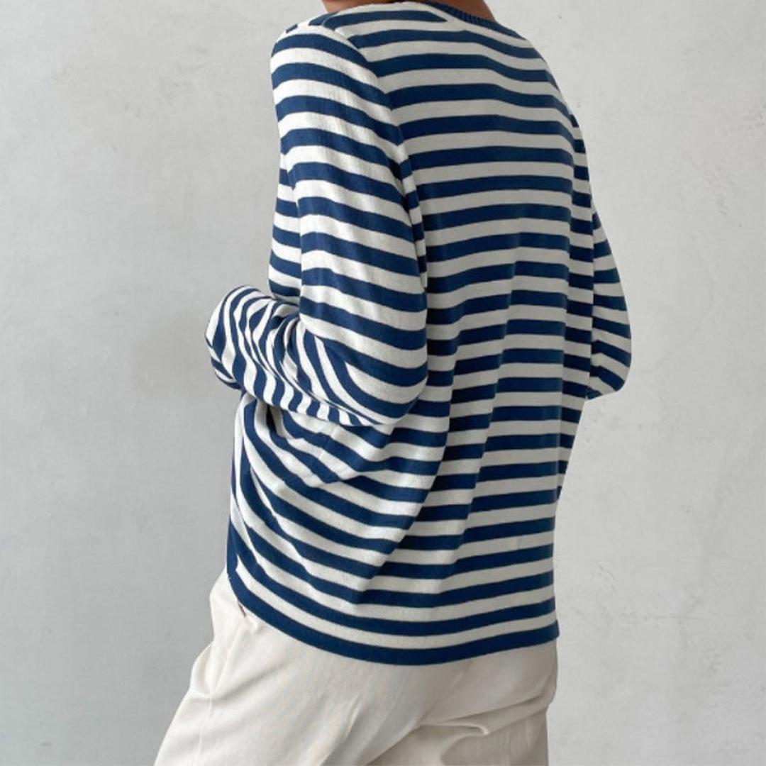 Dames Sweater Lange Mouw met Ronde Hals en Strepen
