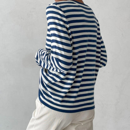 Dames Sweater Lange Mouw met Ronde Hals en Strepen