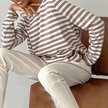 Dames Sweater Lange Mouw met Ronde Hals en Strepen