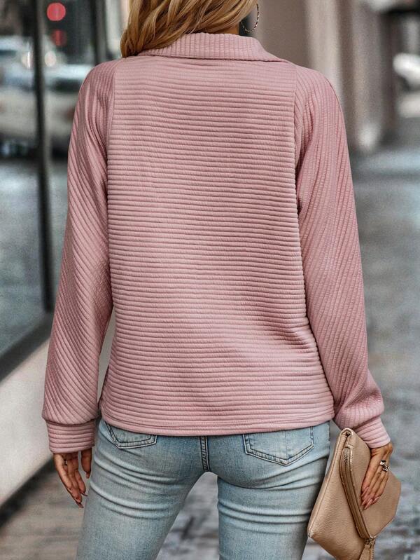 Dames Sweater met Staande Kraag en Halve Ritssluiting