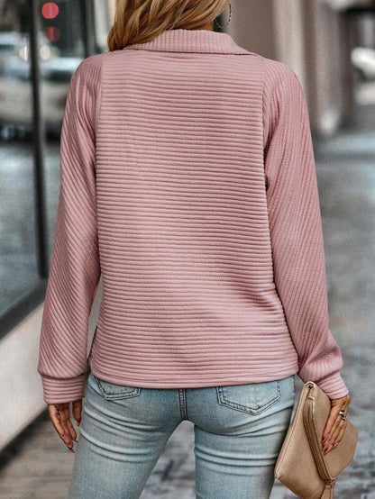 Dames Sweater met Staande Kraag en Halve Ritssluiting