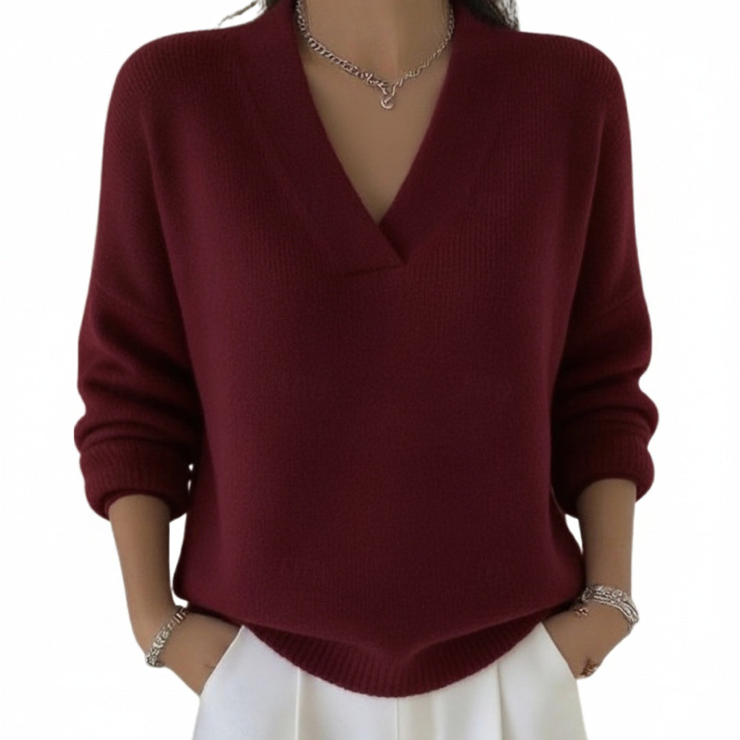Dames Sweater met V-hals en Lange Mouwen Oversized Fit