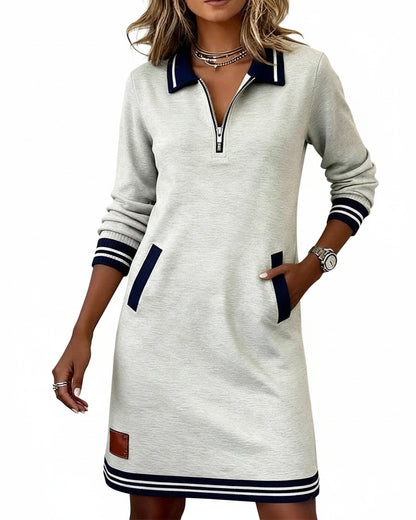 Dames Sweaterjurk Lange Mouw met Polokraag en Ritssluiting