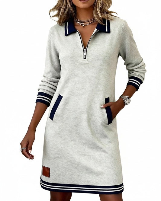 Dames Sweaterjurk Lange Mouw met Polokraag en Ritssluiting